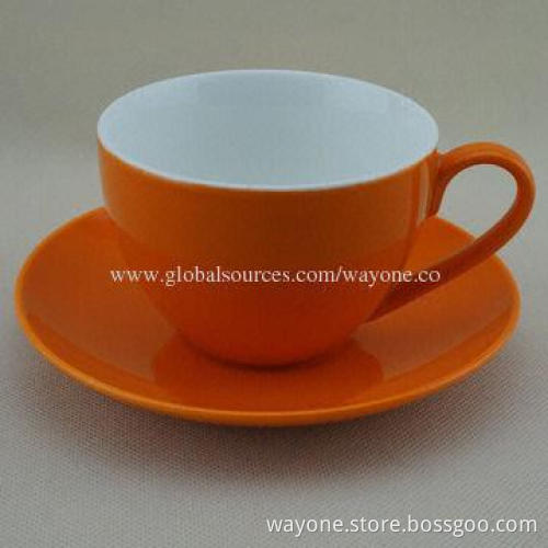 220cc Tea Cup and Saucer Set, Green Color Glazed, Ideal for Gifts and Promotional Purpose